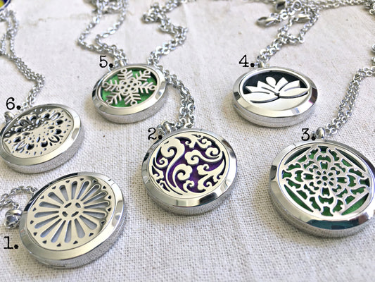 Essential Oil Diffuser Locket Necklace, Wear Your Scent and Choose Your Locket Design, Replaceable Pads Locket Diffuser Natural Calming Necklace